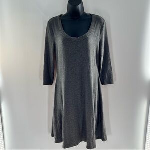 Premise Gray A-Line Midi Dress Scoop Neck 3/4 Sleeve